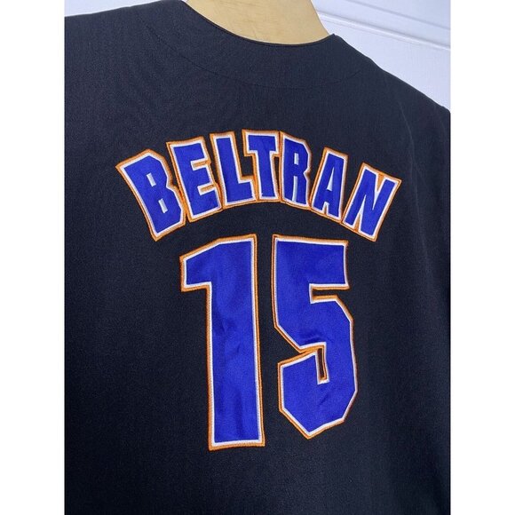 True Fan Mens MLB New York Mets Carlos Beltran #15 Jersey Black Medium New - Picture 8 of 8